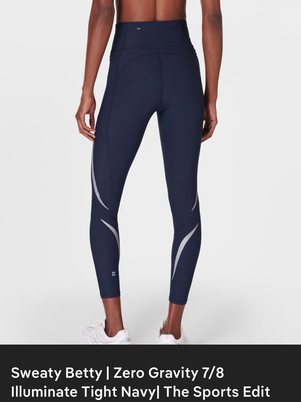 Sweaty Betty Zero Gravity 7/8 Illuminate Tight in navy with silver accents
